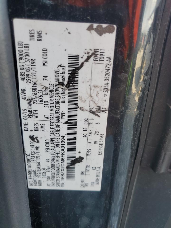 2015 Ford Transit T-350 VIN: 1FBZX2CM6FKA91094 Lot: 87231505