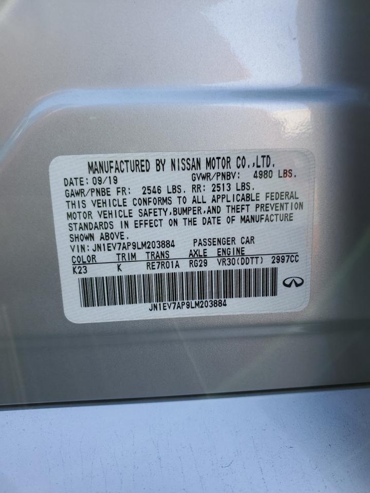 2020 Infiniti Q50 Pure VIN: JN1EV7AP9LM203884 Lot: 82401985