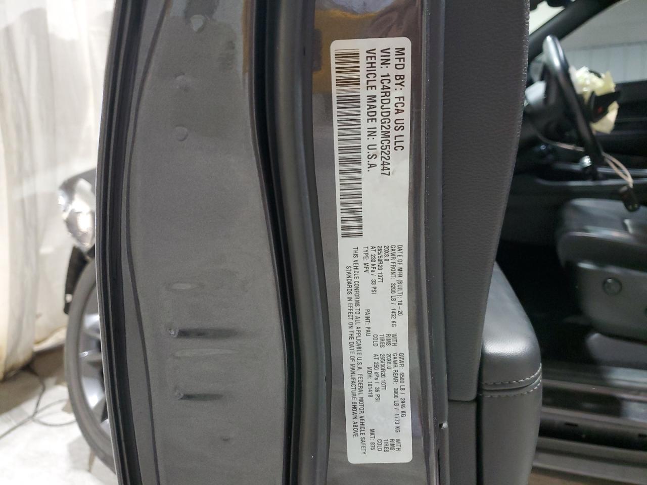 2021 Dodge Durango Gt VIN: 1C4RDJDG2MC522447 Lot: 85679045