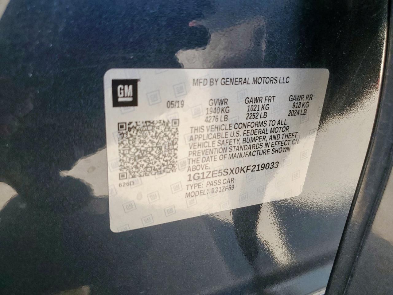 2019 Chevrolet Malibu Premier VIN: 1G1ZE5SX0KF219033 Lot: 84771305