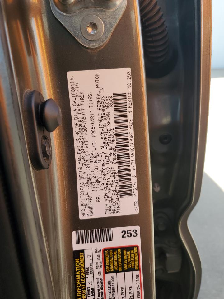 2015 Toyota Tacoma Double Cab Long Bed VIN: 3TMMU4FN5FM077761 Lot: 85007855