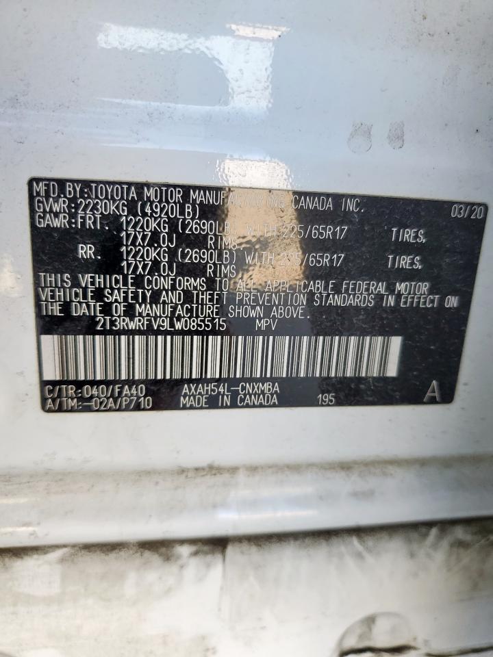 2020 Toyota Rav4 Xle VIN: 2T3RWRFV9LW085515 Lot: 86170285