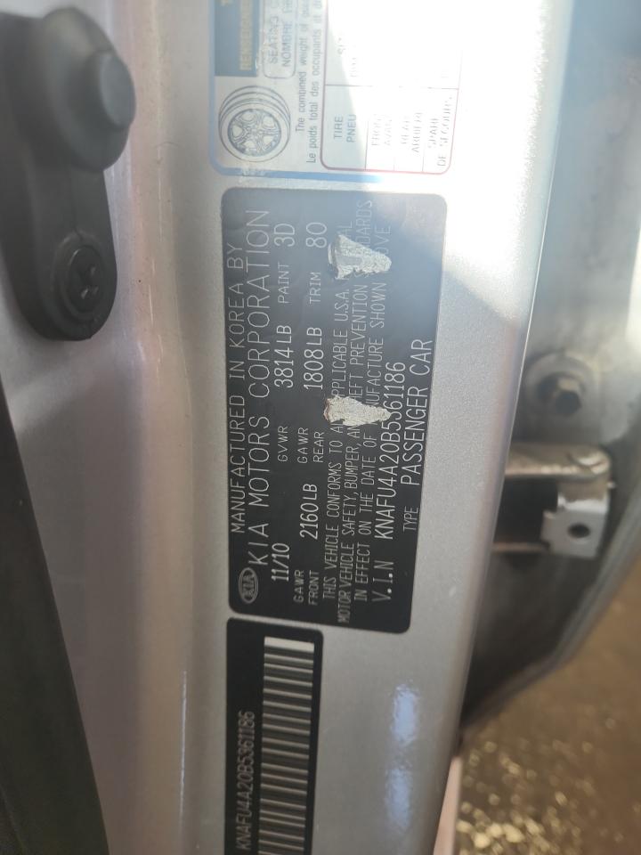 2011 Kia Forte Ex VIN: KNAFU4A20B5361186 Lot: 85871435