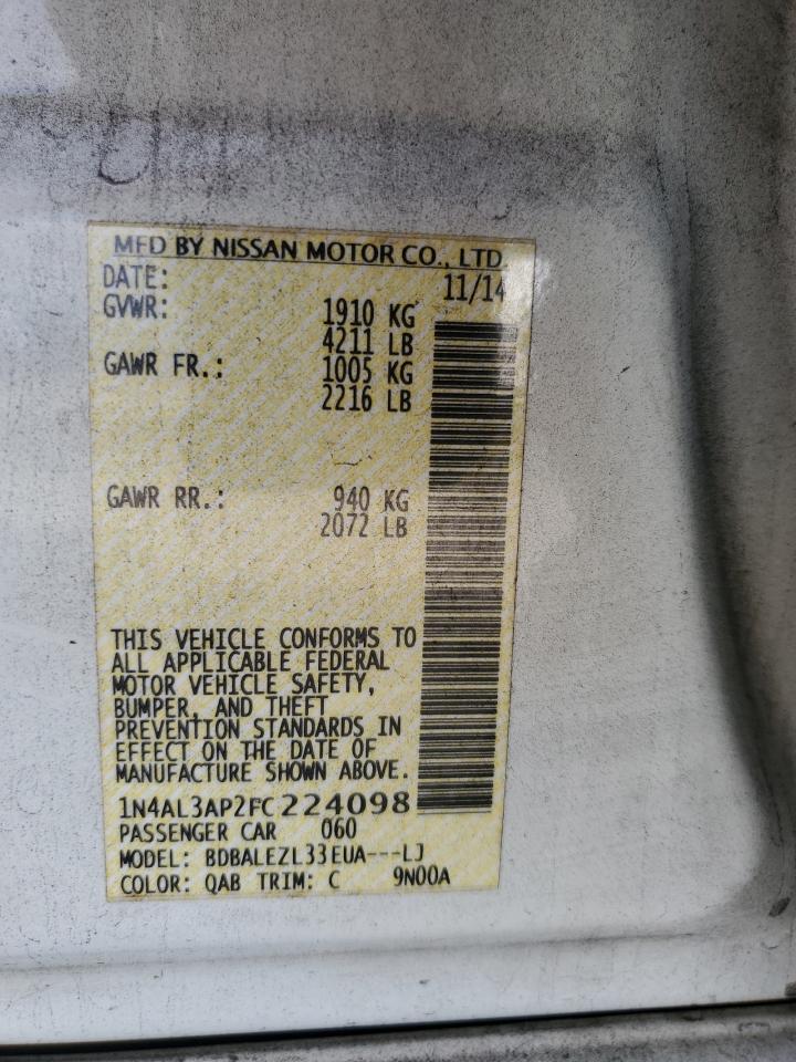 2015 Nissan Altima 2.5 VIN: 1N4AL3AP2FC224098 Lot: 82346135