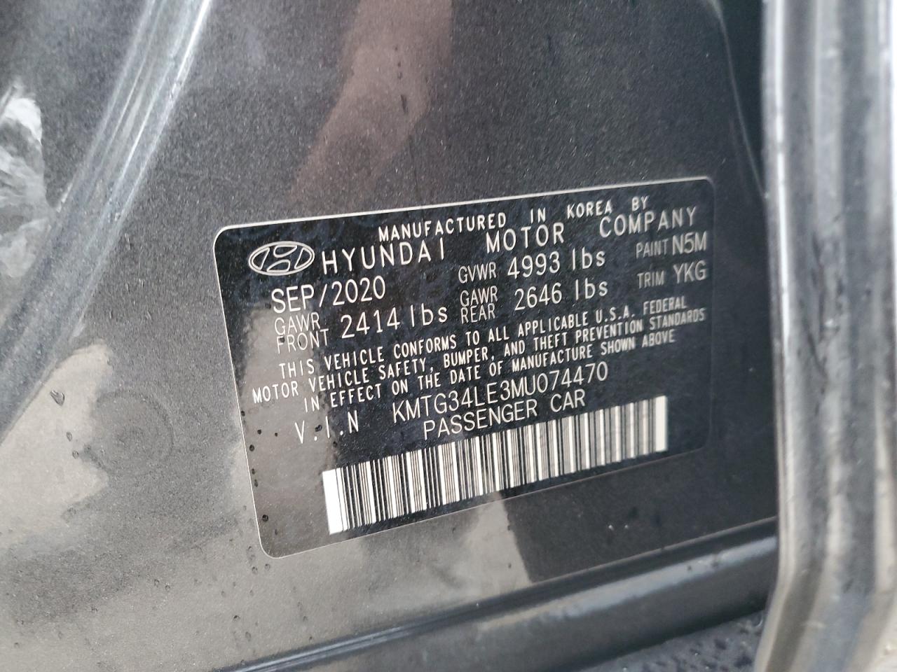 2021 Genesis G70 Prestige VIN: KMTG34LE3MU074470 Lot: 82498215