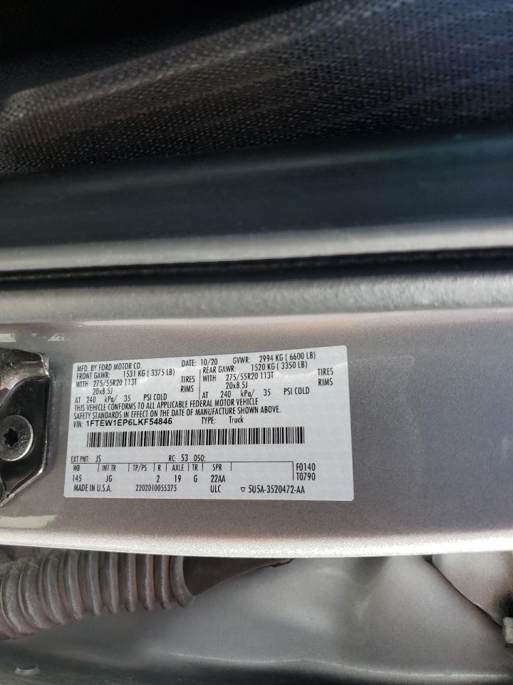 2020 Ford F150 Supercrew VIN: 1FTEW1EP6LKF54846 Lot: 85865655