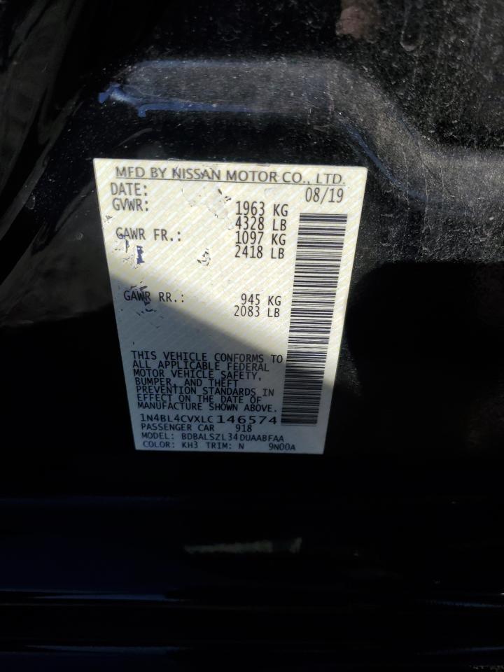 2020 Nissan Altima Sr VIN: 1N4BL4CVXLC146574 Lot: 86121795