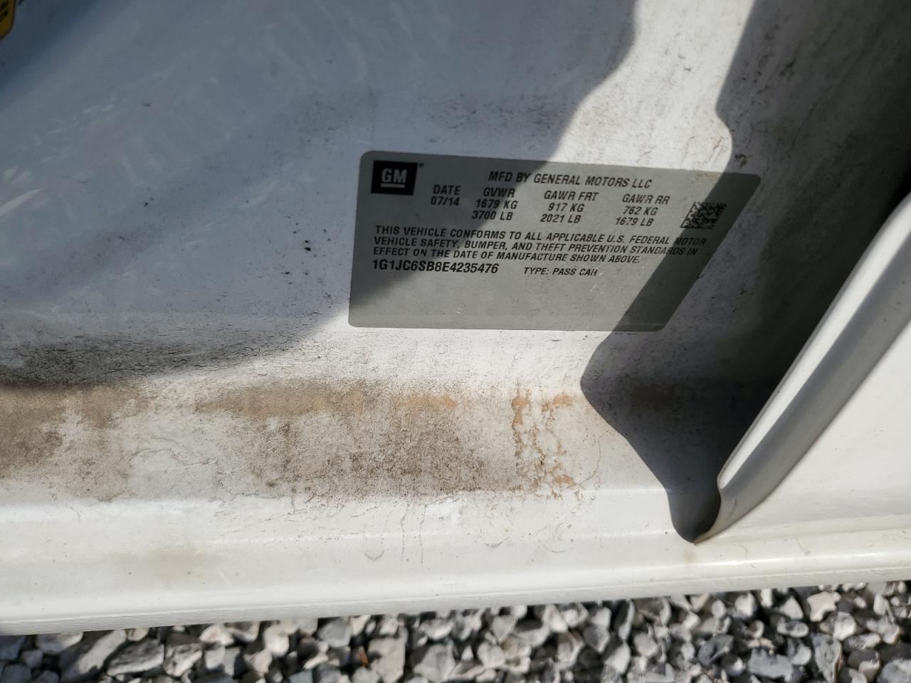 2014 Chevrolet Sonic Lt VIN: 1G1JC6SB8E4235476 Lot: 85361675