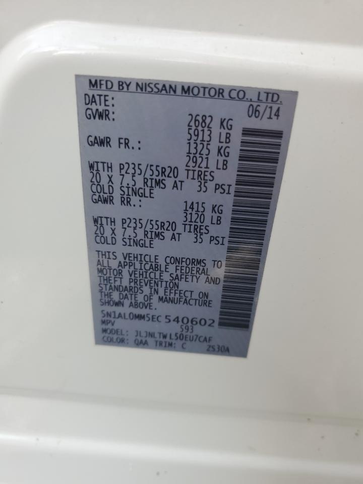 2014 Infiniti Qx60 VIN: 5N1AL0MM5EC540602 Lot: 87403095