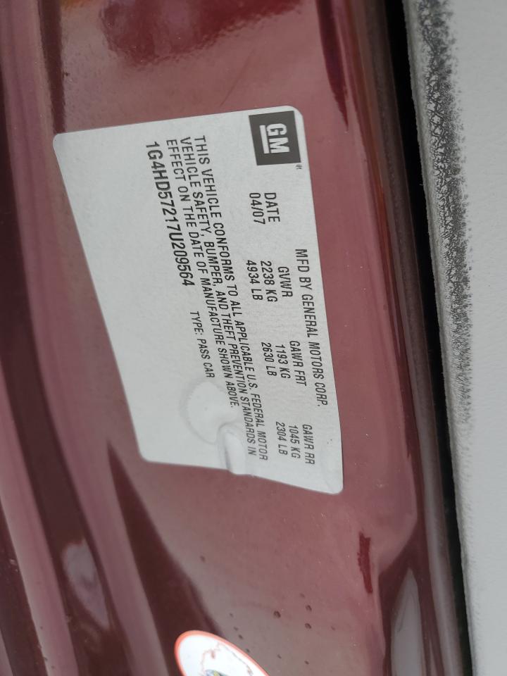 2007 Buick Lucerne Cxl VIN: 1G4HD57217U209564 Lot: 85146565
