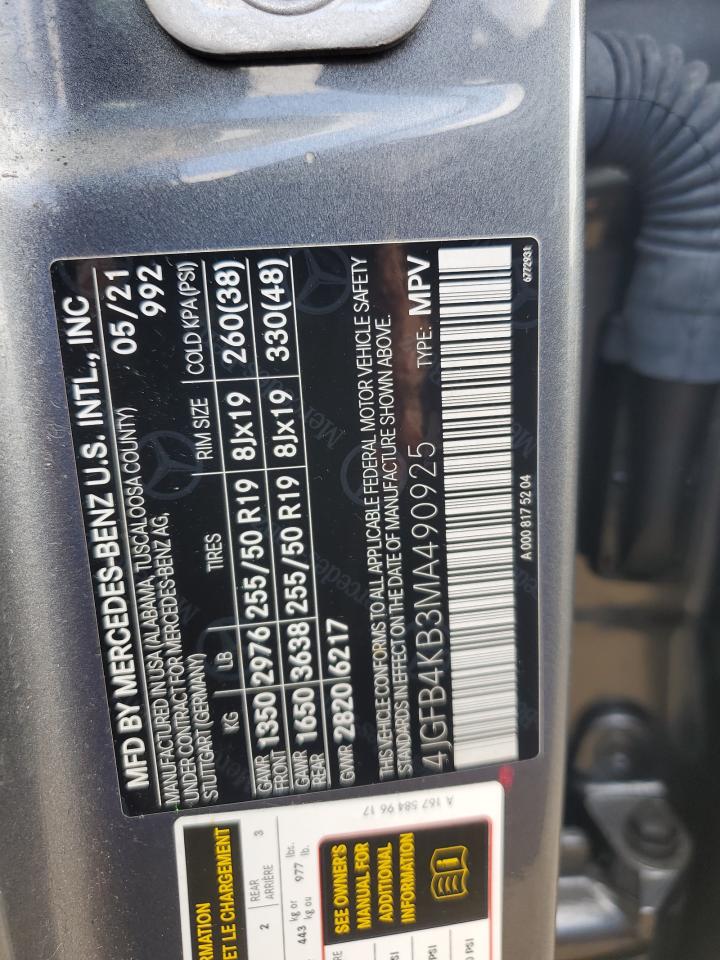 2021 Mercedes-Benz Gle 350 4Matic VIN: 4JGFB4KB3MA490925 Lot: 82408815