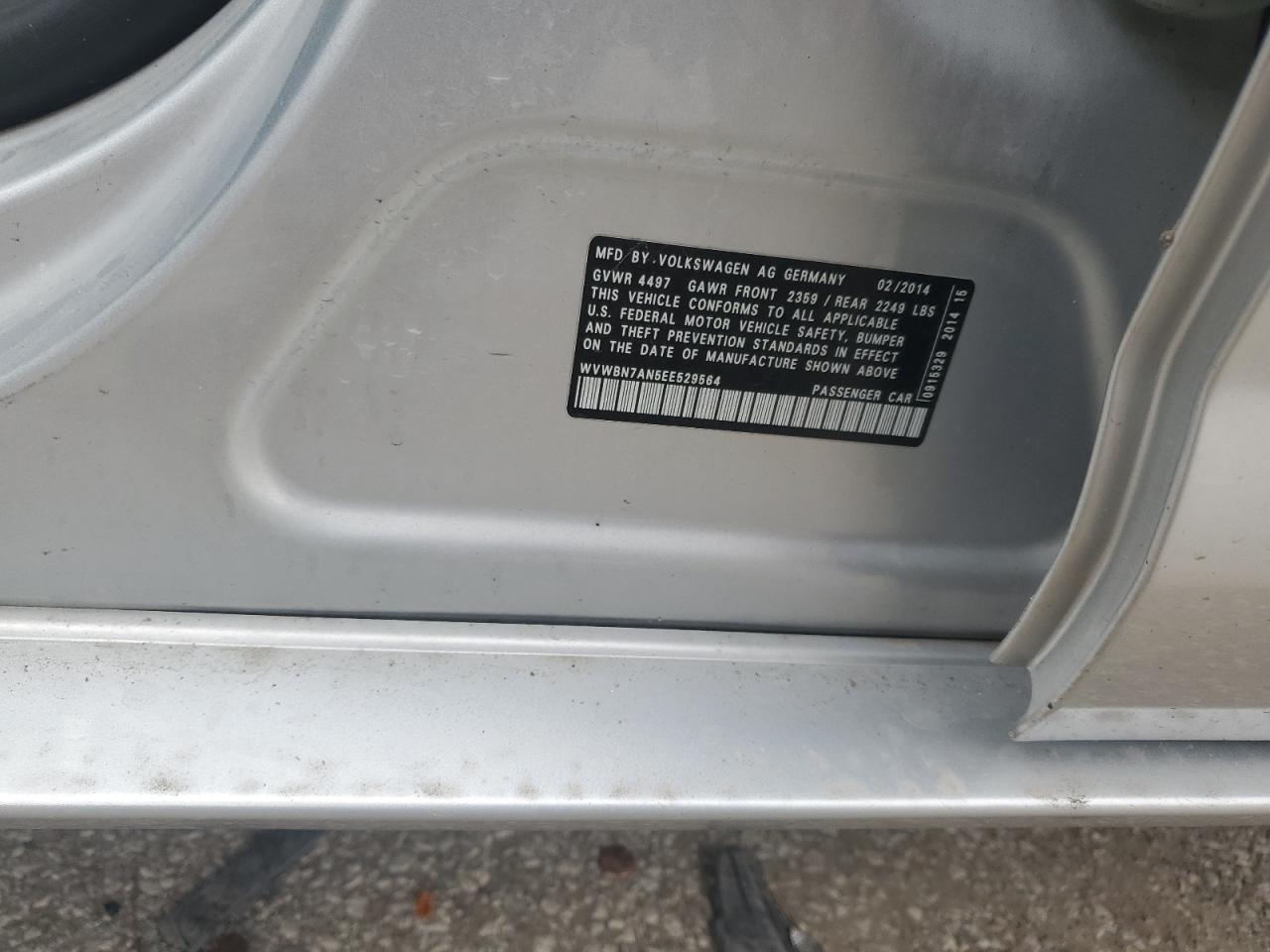 2014 Volkswagen Cc Sport VIN: WVWBN7AN5EE529564 Lot: 85105795