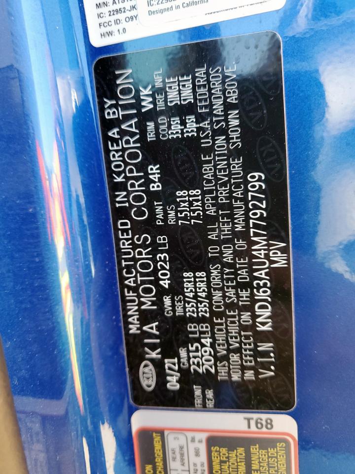 2021 Kia Soul Gt Line VIN: KNDJ63AU4M7792799 Lot: 90836425