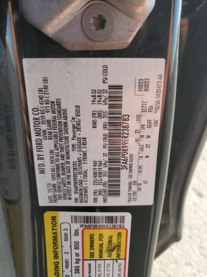 2014 Ford Fusion Titanium VIN: 3FA6P0K99ER238783 Lot: 90058615