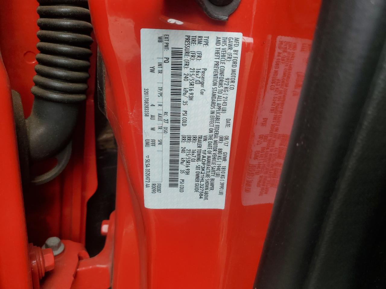 2017 Ford Focus Se VIN: 1FADP3K21HL327584 Lot: 85278965