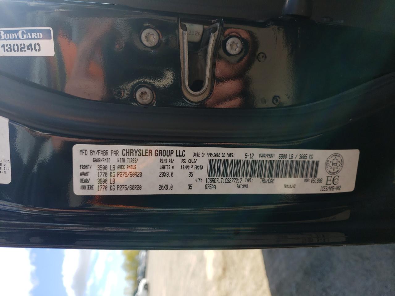 2012 Dodge Ram 1500 Slt VIN: 1C6RD7LT1CS277217 Lot: 84371225