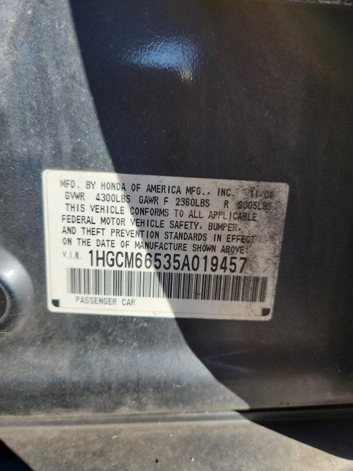 2005 Honda Accord Ex VIN: 1HGCM66535A019457 Lot: 82570815