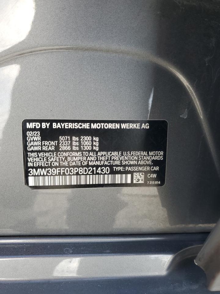 2023 BMW 330E VIN: 3MW39FF03P8D21430 Lot: 85644205