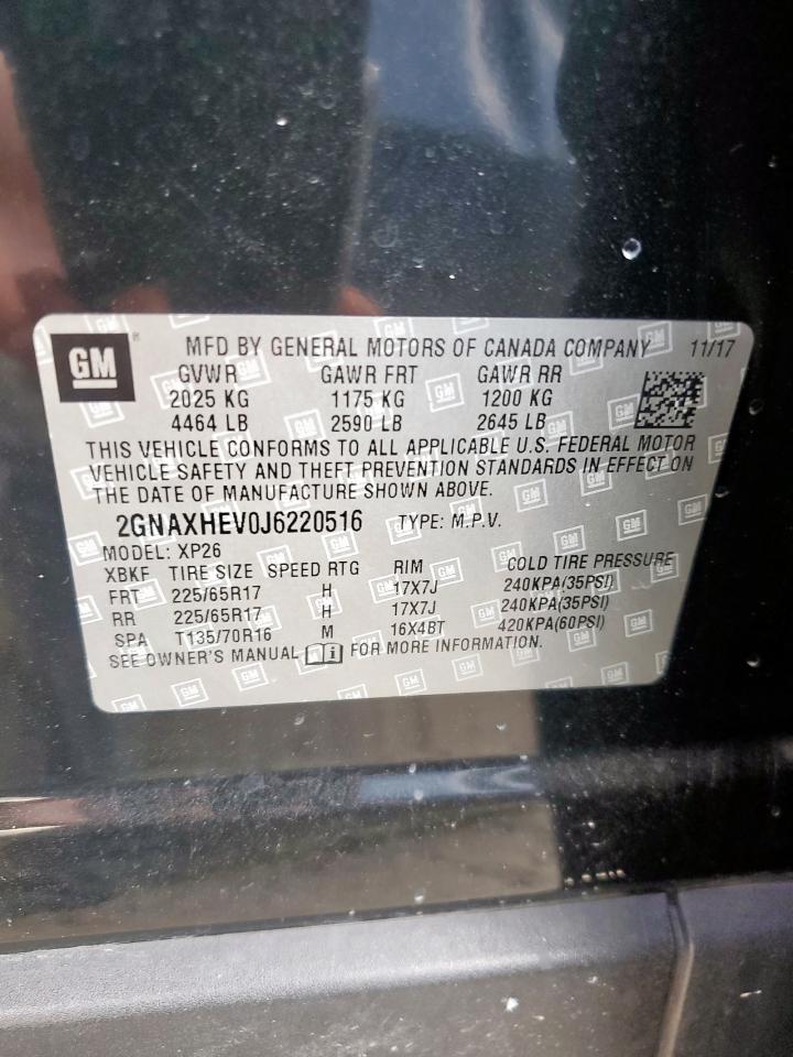 2018 Chevrolet Equinox Ls VIN: 2GNAXHEV0J6220516 Lot: 85102465