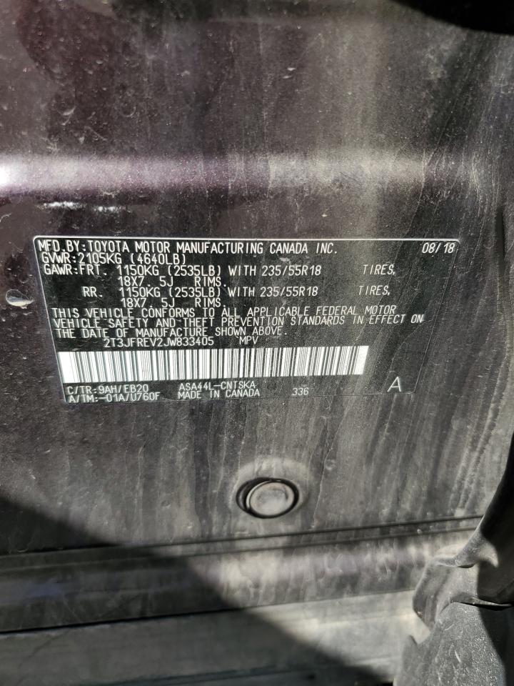 2018 Toyota Rav4 Se VIN: 2T3JFREV2JW833405 Lot: 85537475