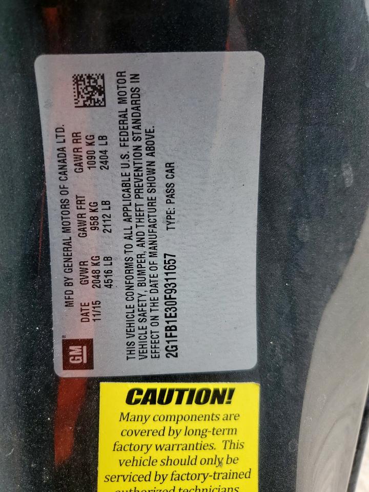 2015 Chevrolet Camaro Ls VIN: 2G1FB1E30F9311657 Lot: 82307135