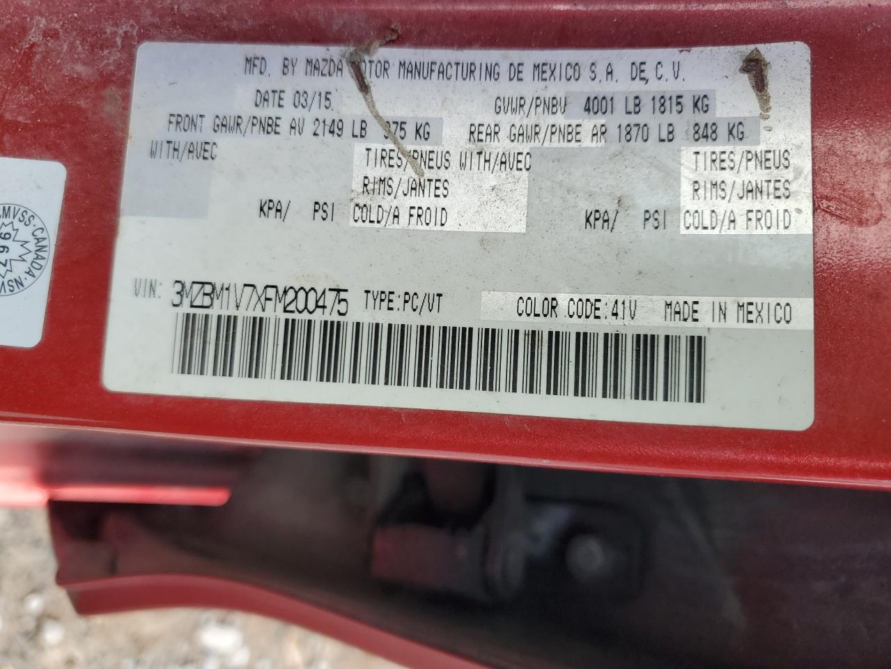 2015 Mazda 3 Touring VIN: 3MZBM1V7XFM200475 Lot: 86522265