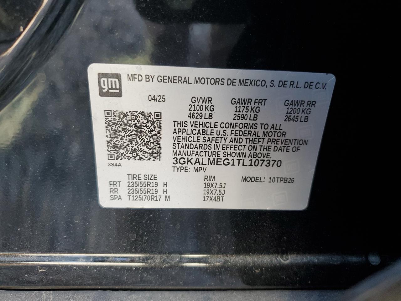 2026 GMC Terrain Elevation VIN: 3GKALMEG1TL107370 Lot: 90357175