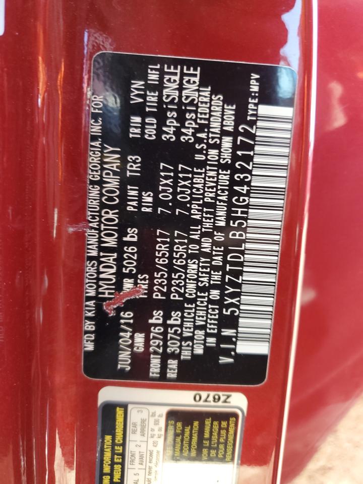 2017 Hyundai Santa Fe Sport VIN: 5XYZTDLB5HG432172 Lot: 85932415