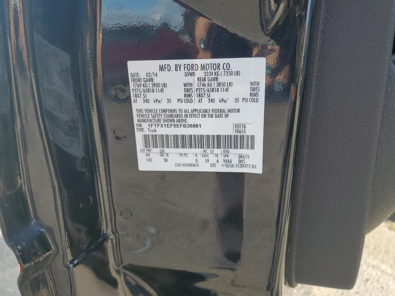 2014 Ford F150 Super Cab VIN: 1FTFX1EF5EFB36881 Lot: 87118735