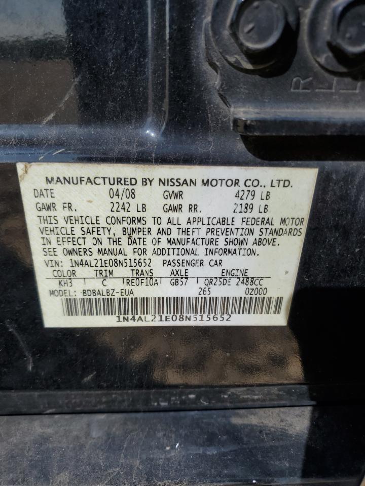 2008 Nissan Altima 2.5 VIN: 1N4AL21E08N515652 Lot: 86633915