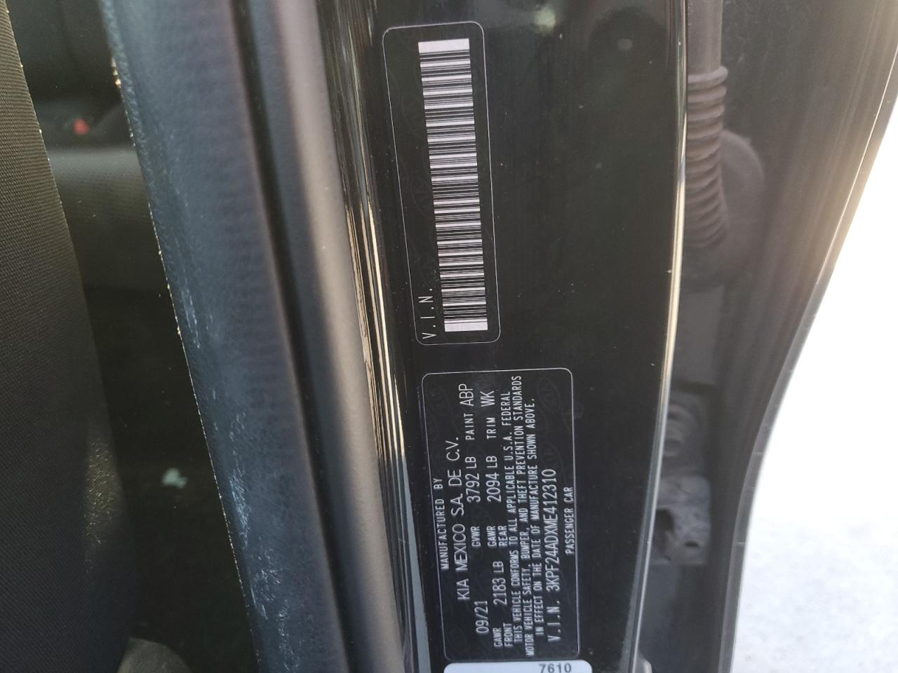 2021 Kia Forte Fe VIN: 3KPF24ADXME412310 Lot: 82218575