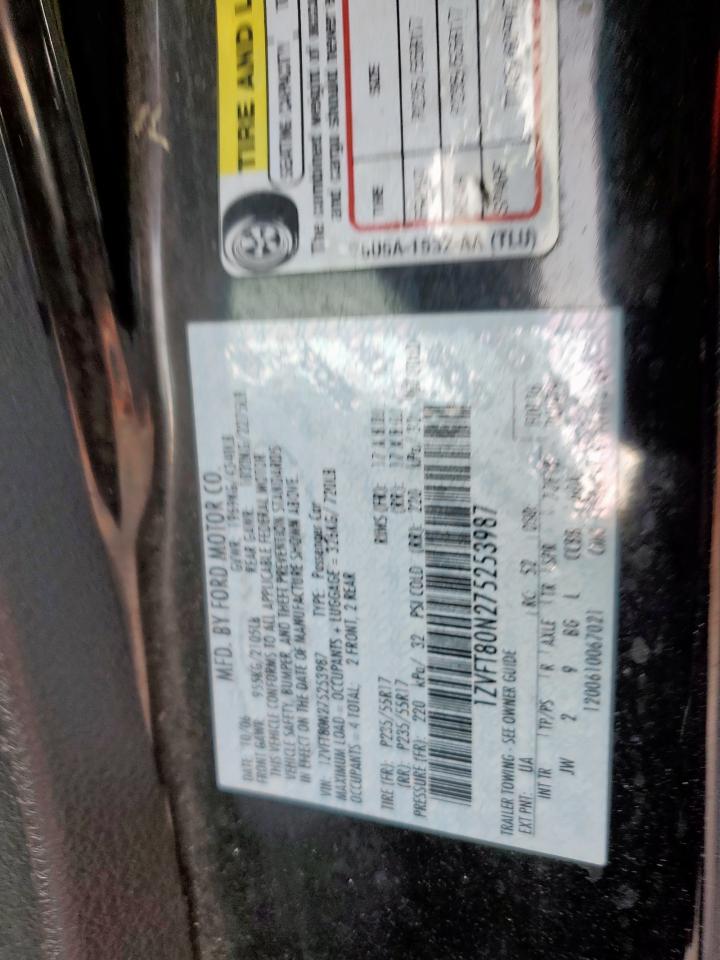 2007 Ford Mustang VIN: 1ZVFT80N275253987 Lot: 84602475