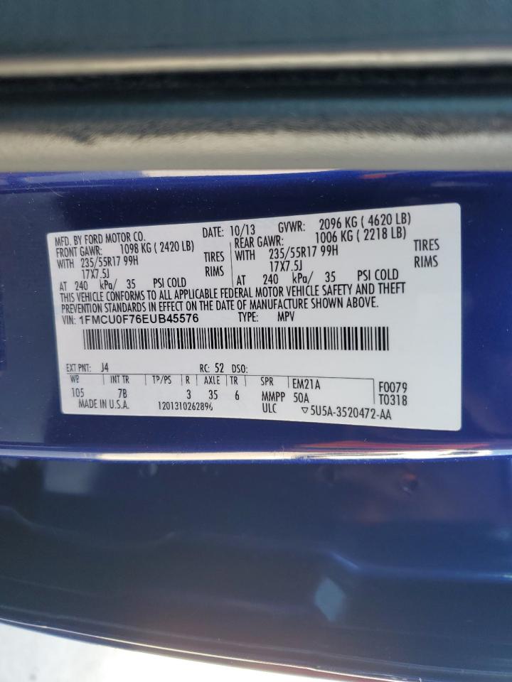 2014 Ford Escape S VIN: 1FMCU0F76EUB45576 Lot: 85119265