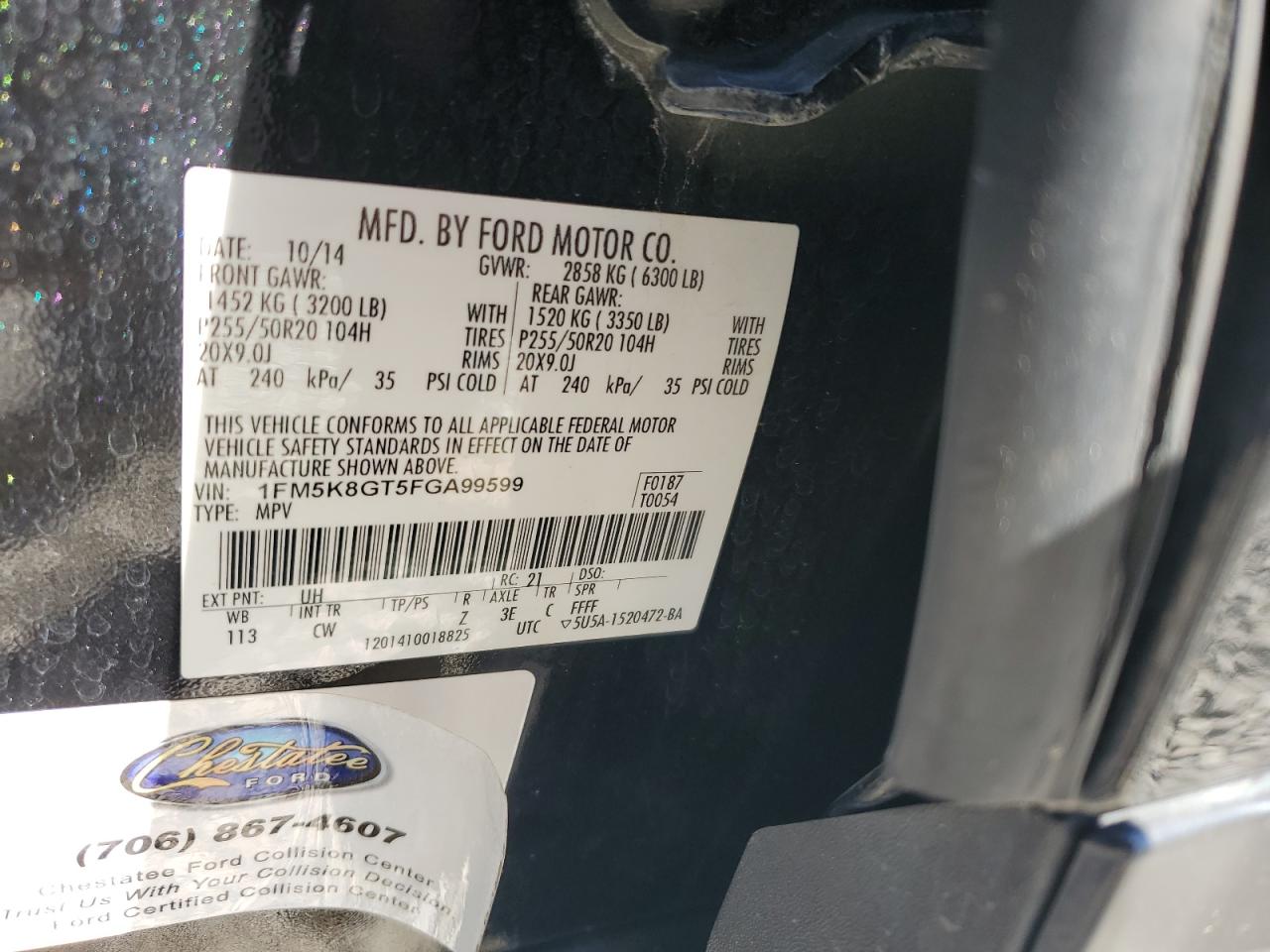2015 Ford Explorer Sport VIN: 1FM5K8GT5FGA99599 Lot: 86998995