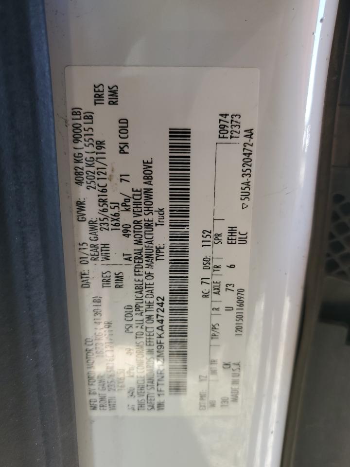 2015 Ford Transit T-250 VIN: 1FTNR1ZM9FKA47242 Lot: 86061335