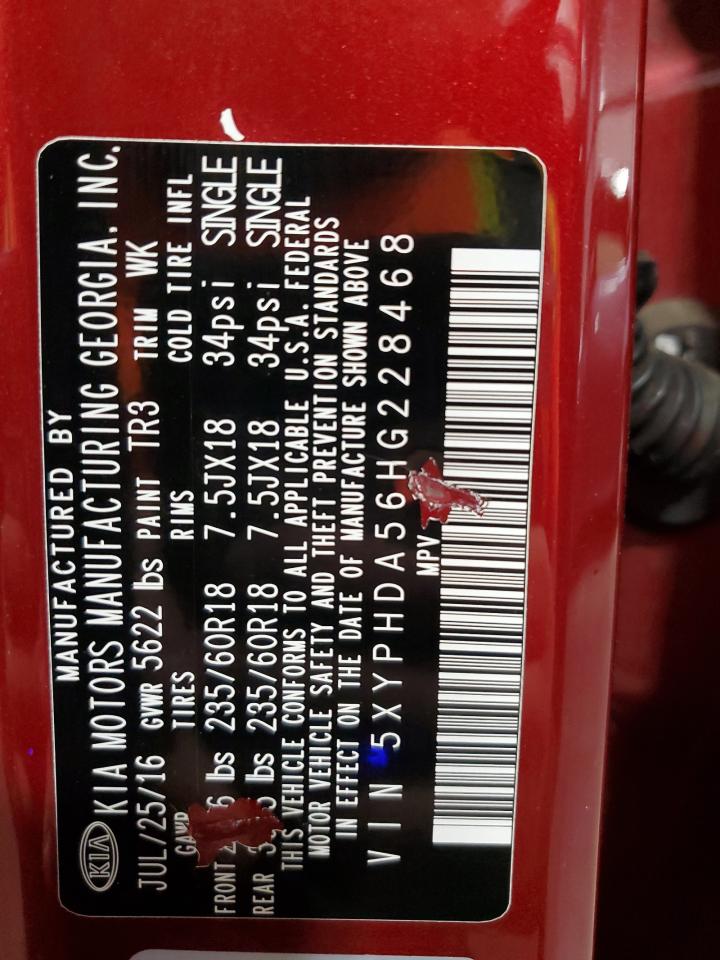 2017 Kia Sorento Ex VIN: 5XYPHDA56HG228468 Lot: 85761455