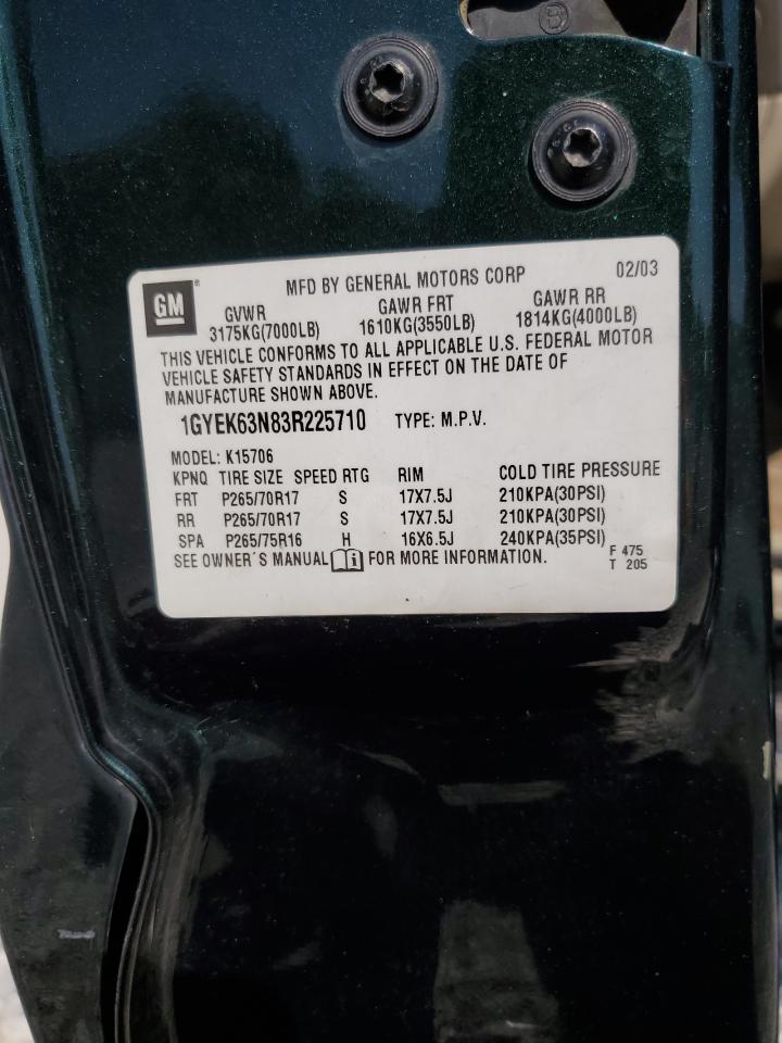 2003 Cadillac Escalade Luxury VIN: 1GYEK63N83R225710 Lot: 81077685