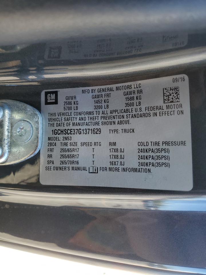 2016 Chevrolet Colorado Lt VIN: 1GCHSCE37G1371629 Lot: 84620445