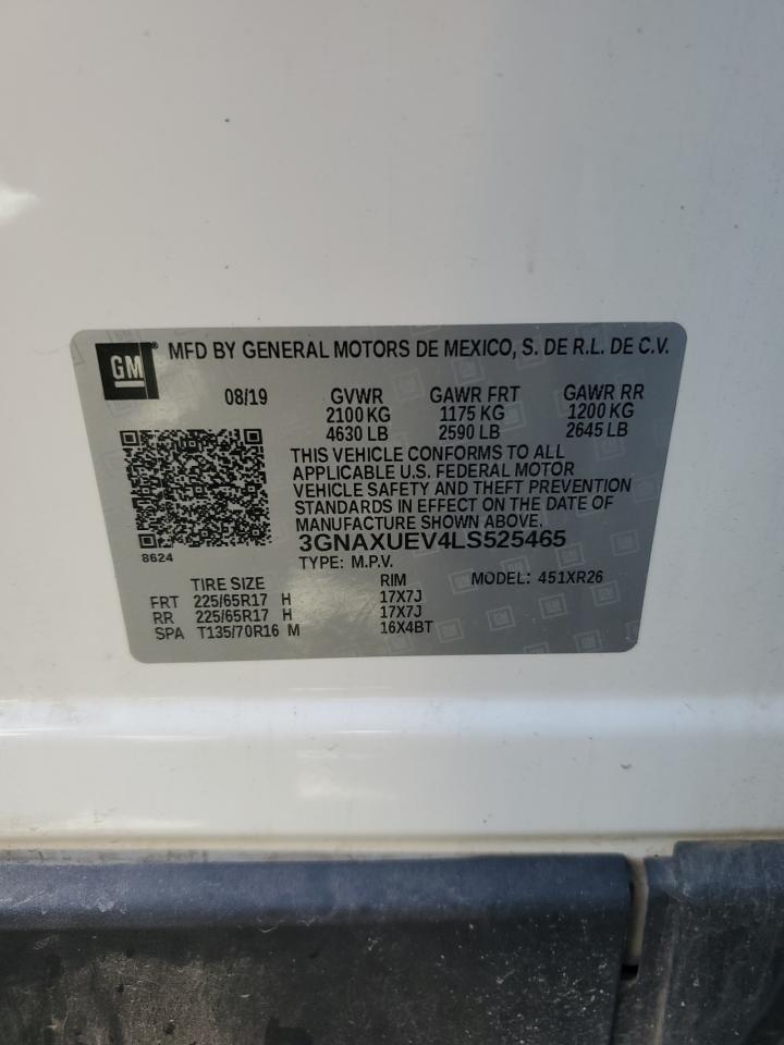 2020 Chevrolet Equinox Lt VIN: 3GNAXUEV4LS525465 Lot: 84593525