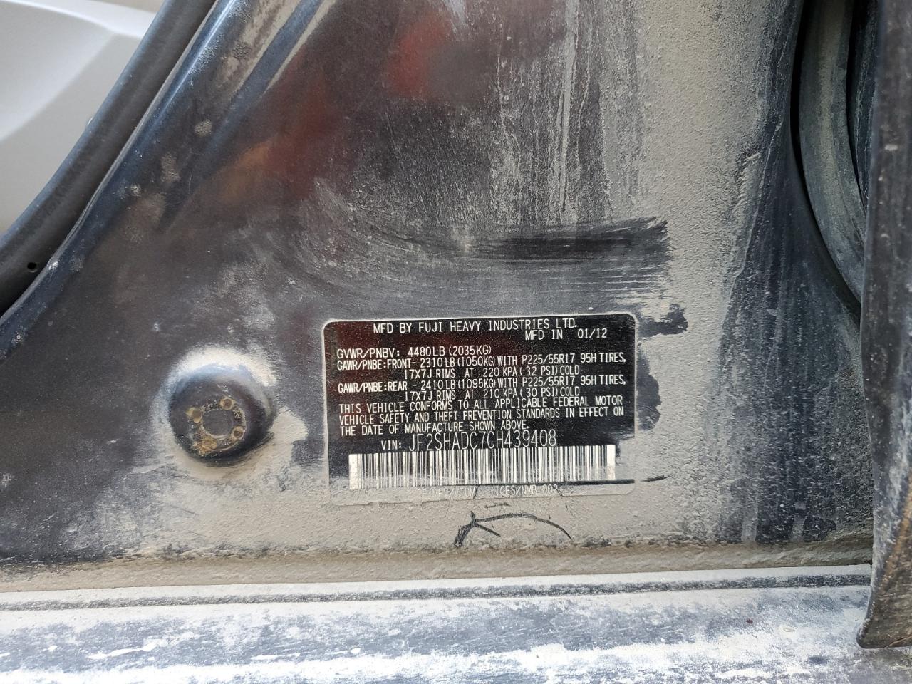 2012 Subaru Forester 2.5X Premium VIN: JF2SHADC7CH439408 Lot: 85260275