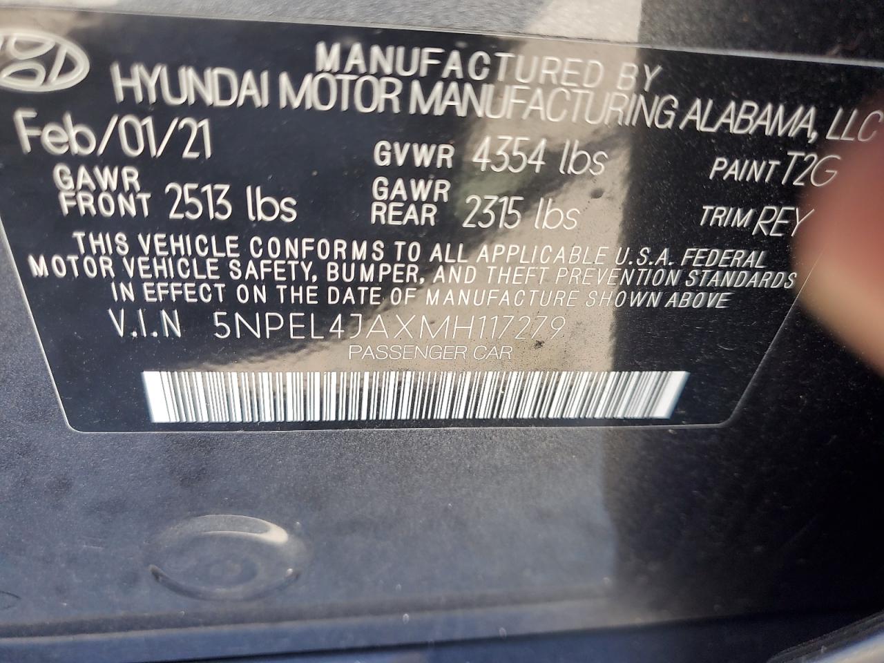 2021 Hyundai Sonata Sel VIN: 5NPEL4JAXMH117279 Lot: 81951865