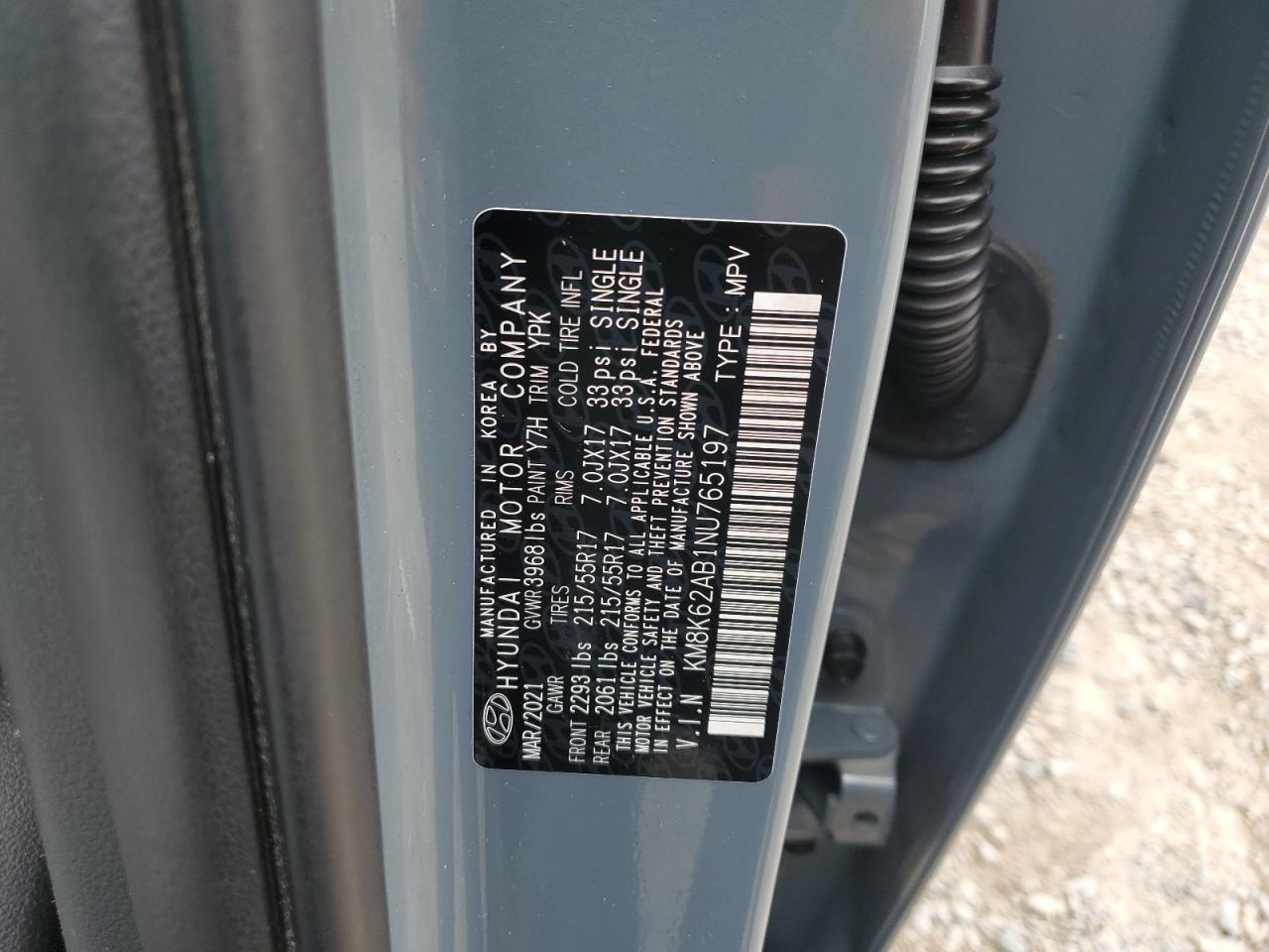 2022 Hyundai Kona Sel VIN: KM8K62AB1NU765197 Lot: 82283885