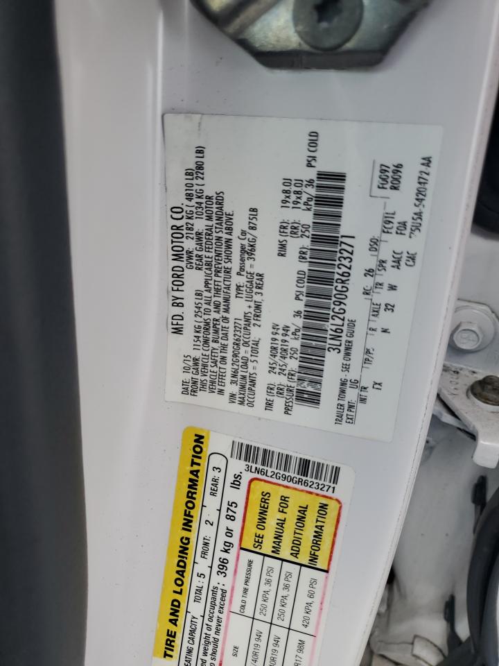 2016 Lincoln Mkz VIN: 3LN6L2G90GR623271 Lot: 85845245