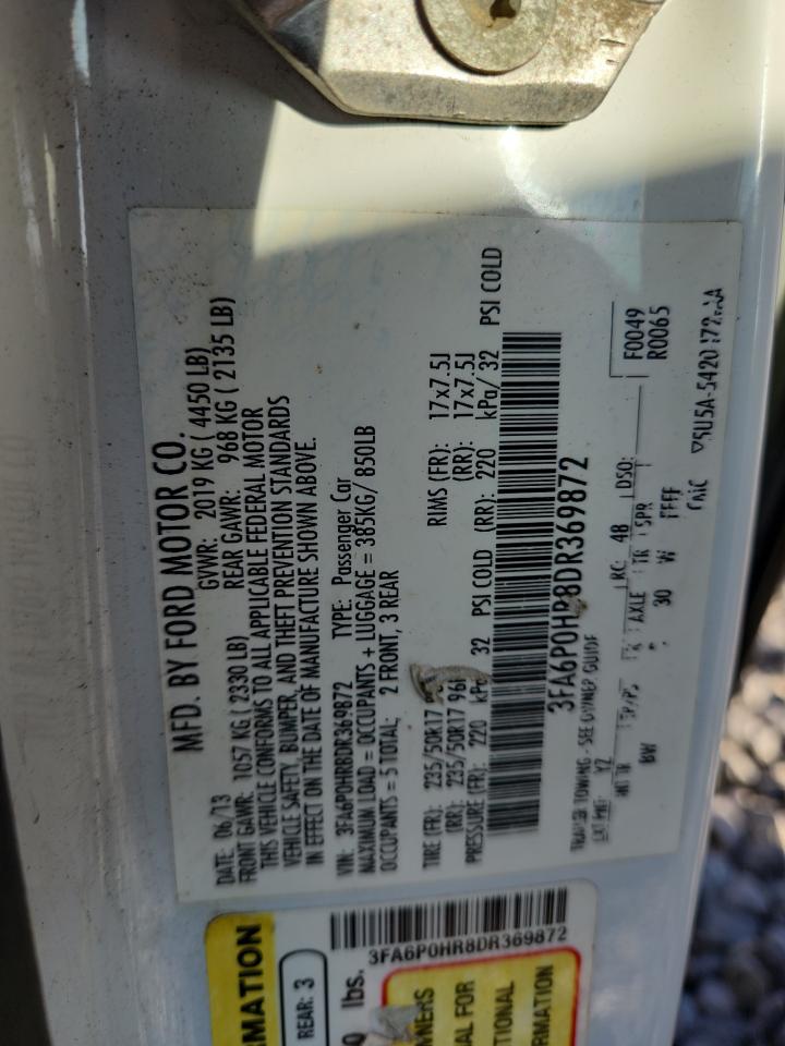 2013 Ford Fusion Se VIN: 3FA6P0HR8DR369872 Lot: 90823875