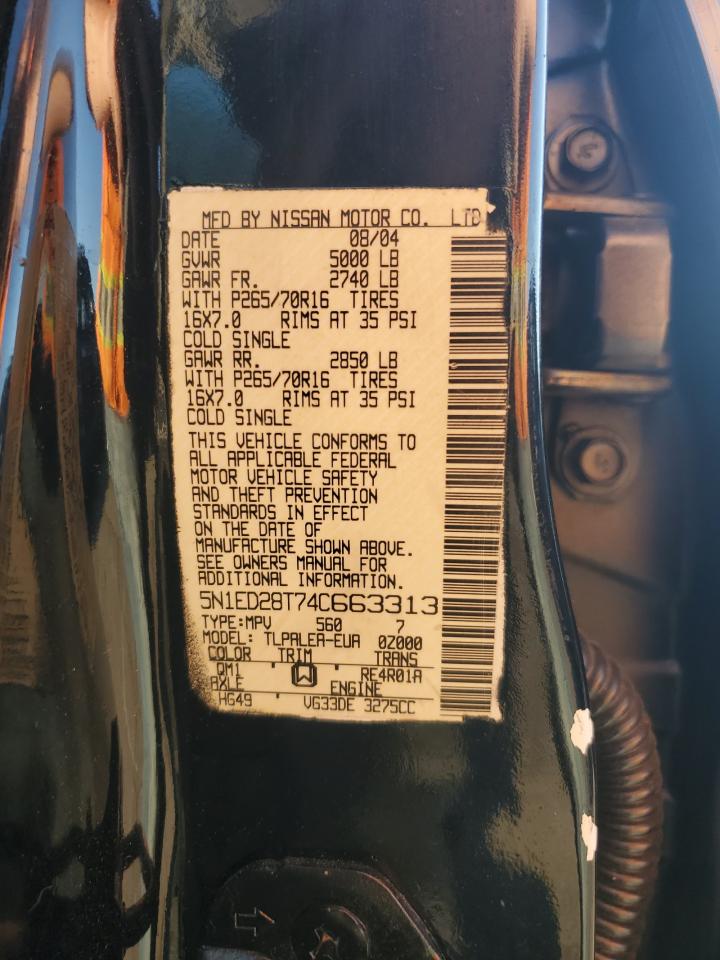 2004 Nissan Xterra Xe VIN: 5N1ED28T74C663313 Lot: 85758395