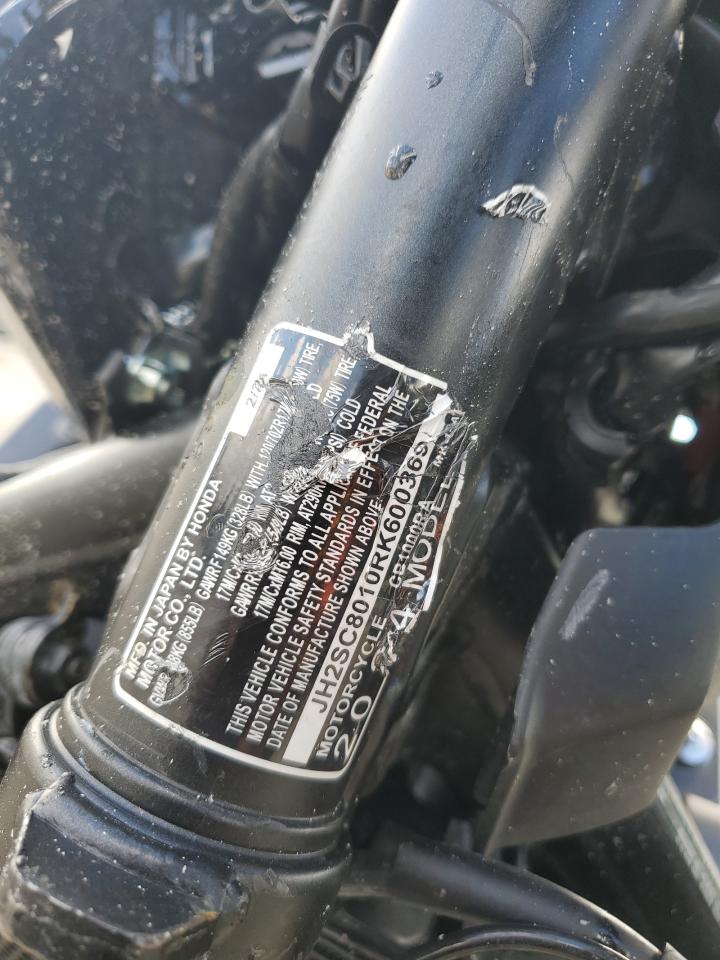 2024 Honda Cb1000 Ra VIN: JH2SC8010RK600369 Lot: 82001185