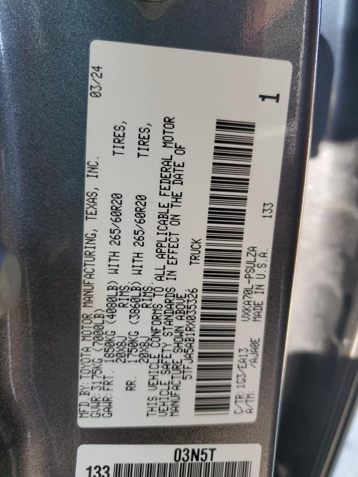 2024 Toyota Tundra Crewmax Limited VIN: 5TFJA5AB1RX035326 Lot: 90275185