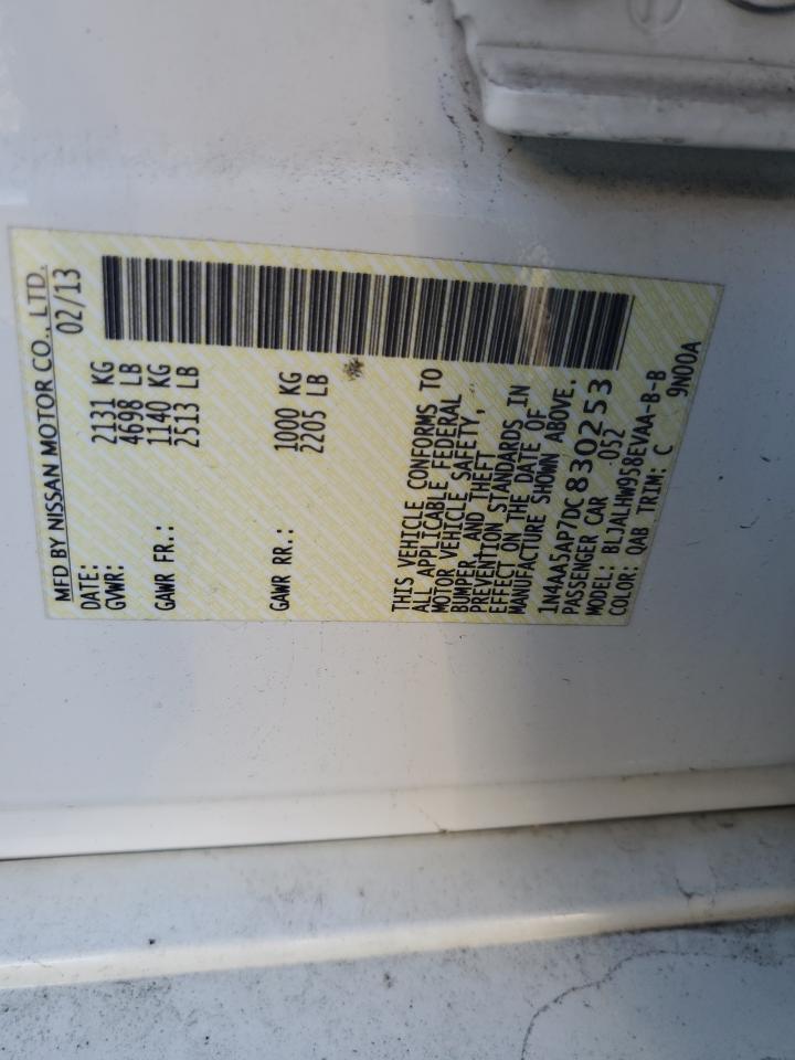 2013 Nissan Maxima S VIN: 1N4AA5AP7DC830253 Lot: 90370625