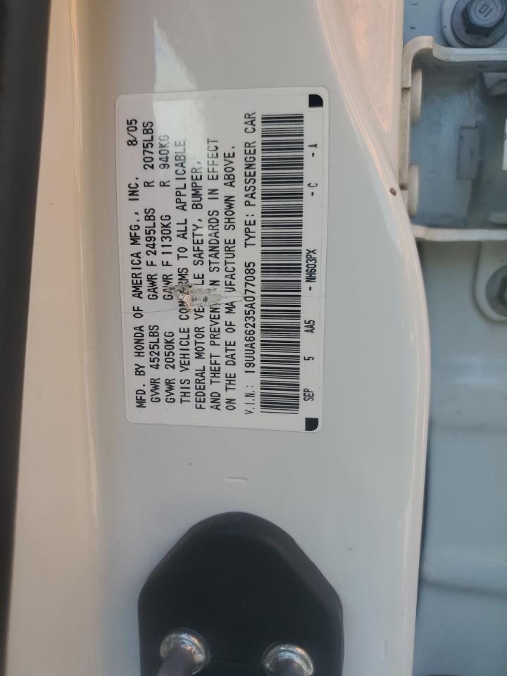 2005 Acura Tl VIN: 19UUA66235A077085 Lot: 82374155