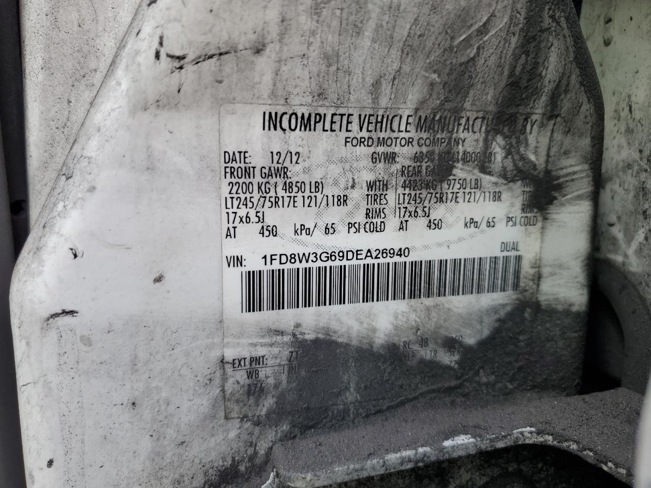2013 Ford F350 Super Duty VIN: 1FD8W3G69DEA26940 Lot: 85557315